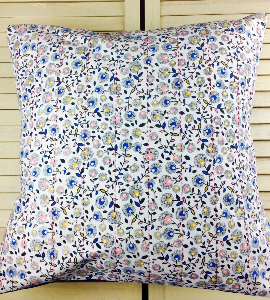 September Blue Hand Quilted Cushion