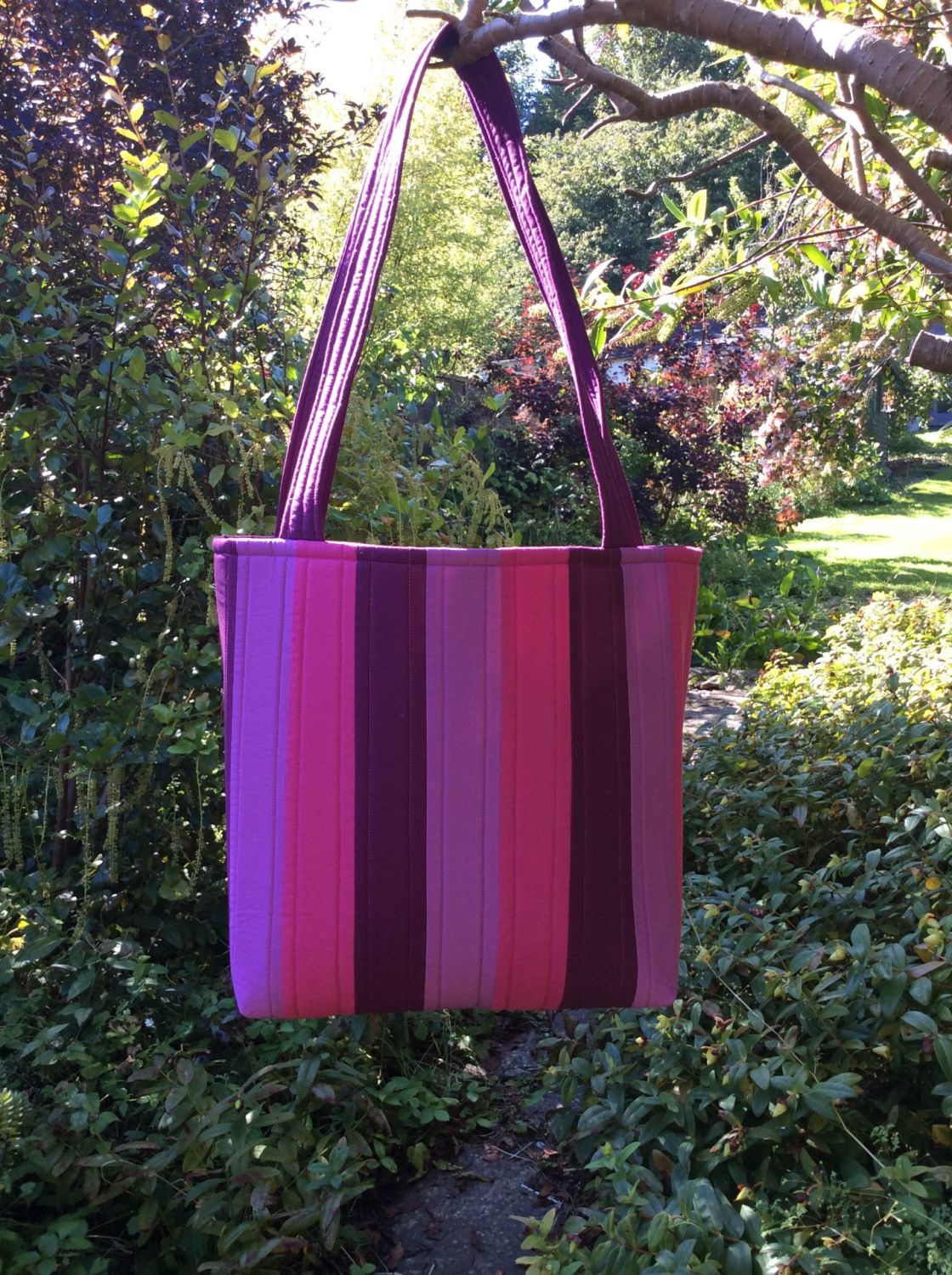 Pink and Purple Striped Tote Bag