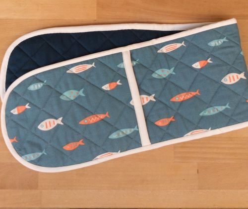 Fishy Heat-Resistant Quilted Double Oven Gloves