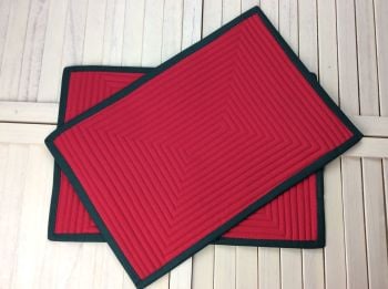 Pair of Quilted Place Mats in Red