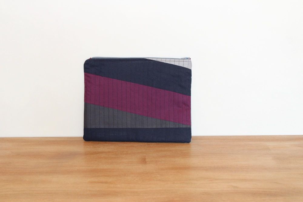 A Dorset Patchworks Bits and Bobs Quilted Pouch (Purple, Blue and Greys Abs