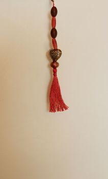 Tassel (Amber, Brown, Gold and Bronze Beads with Rust Tassel)