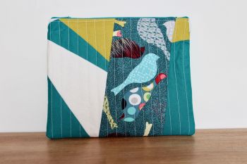 A Dorset Patchworks Bits and Bobs Quilted Pouch (Birds in Teal )