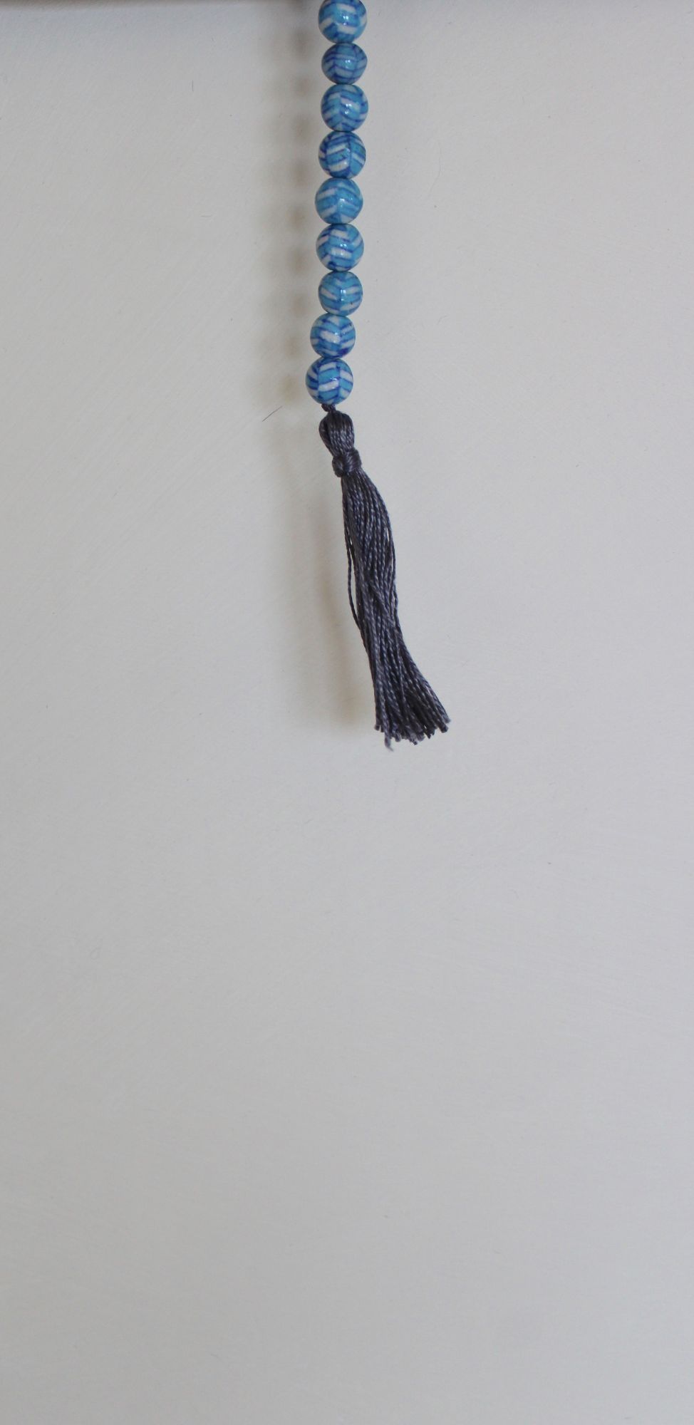 Tassel (Blue and White Beads with Grey Tassel)