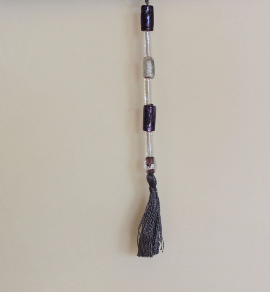 Tassel (Purple and White Beads with Grey Tassel(1))