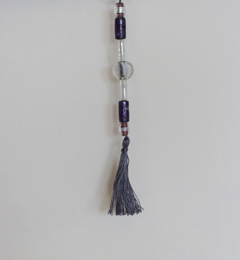 Tassel (Purple and White Beads with Grey Tassel(2))