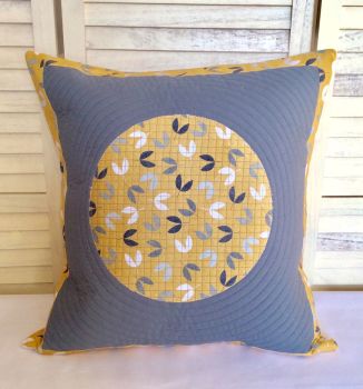 Scattered Seeds (Circle on Grey) Quilted Cushion Cover
