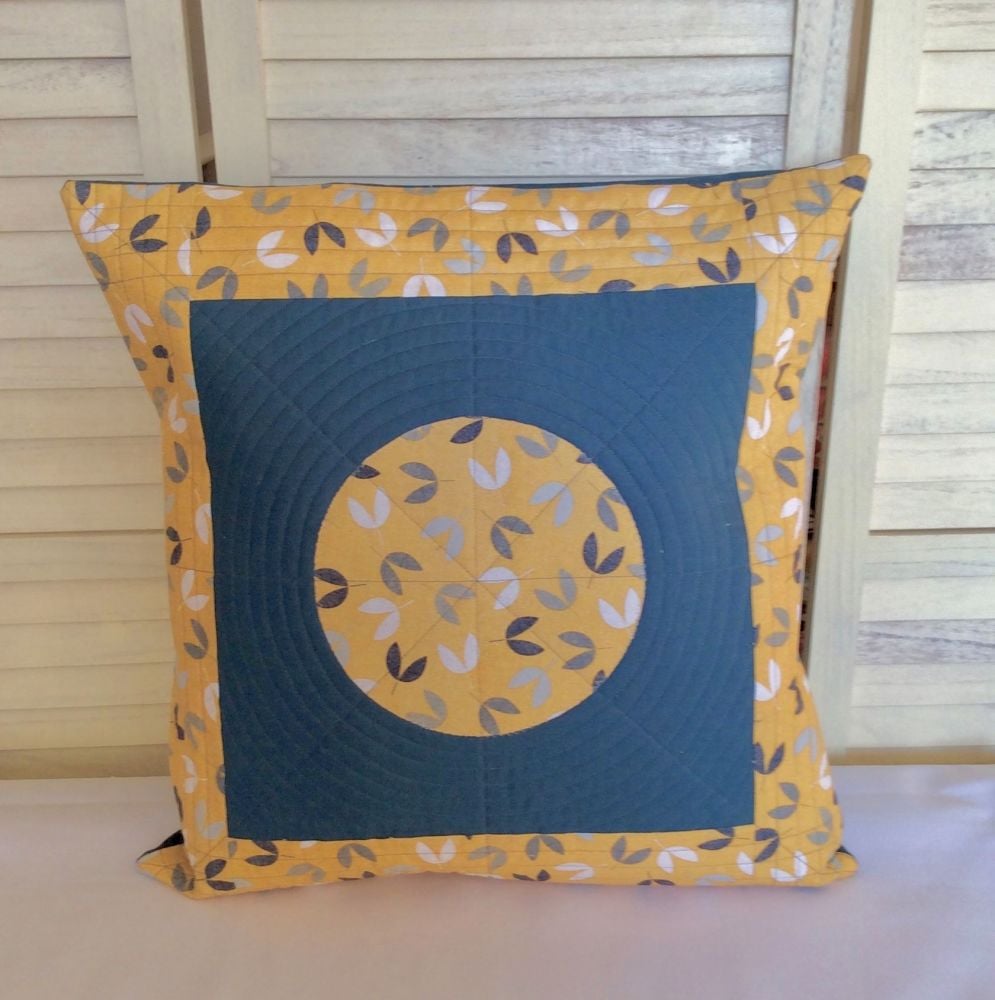 Scattered Seeds (Circle on Teal) Quilted Cushion Cover