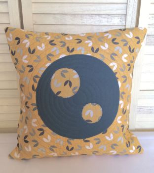 Scattered Seeds (Circles on Teal) Quilted Cushion Cover