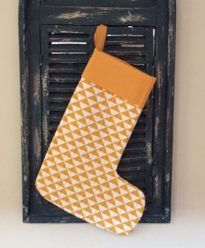 Yellow Geometric Quilted Christmas Stocking