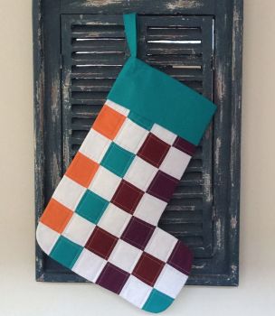 Multi-Coloured Quilted Patchwork Christmas Stocking