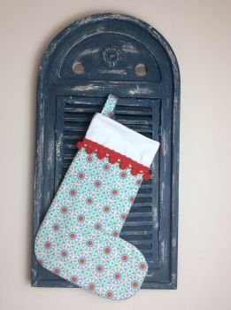 Ardently Austen  Quilted Christmas Stocking with Pom-Poms