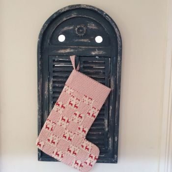 Quilted Patchwork Christmas Stocking (Reindeer and Stars)(1)