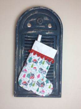 Christmas Dreams Quilted Christmas Stocking with Pom-Poms