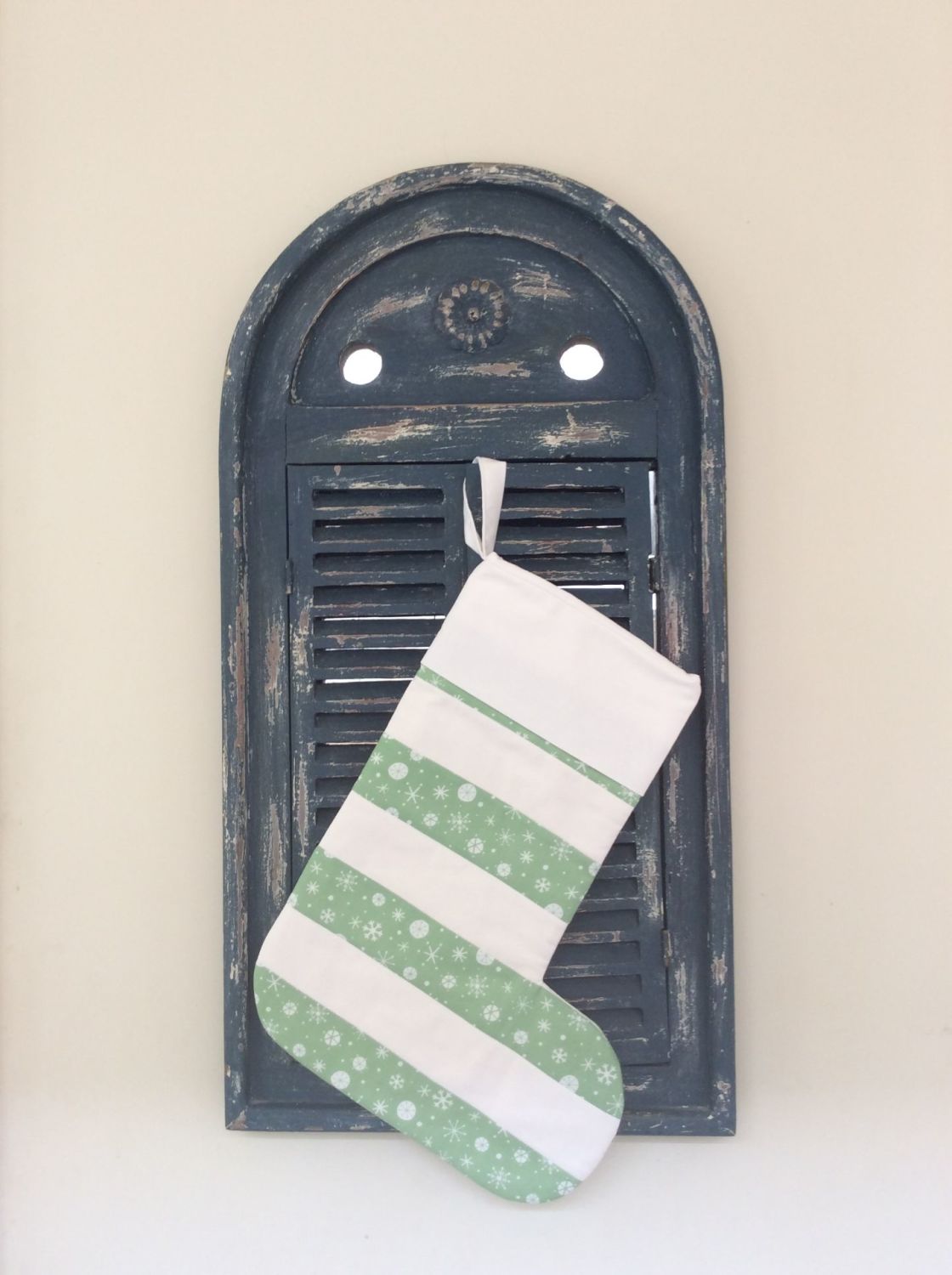 Christmas Wish Quilted Christmas Stocking (Horizontal Stripes with White Lo