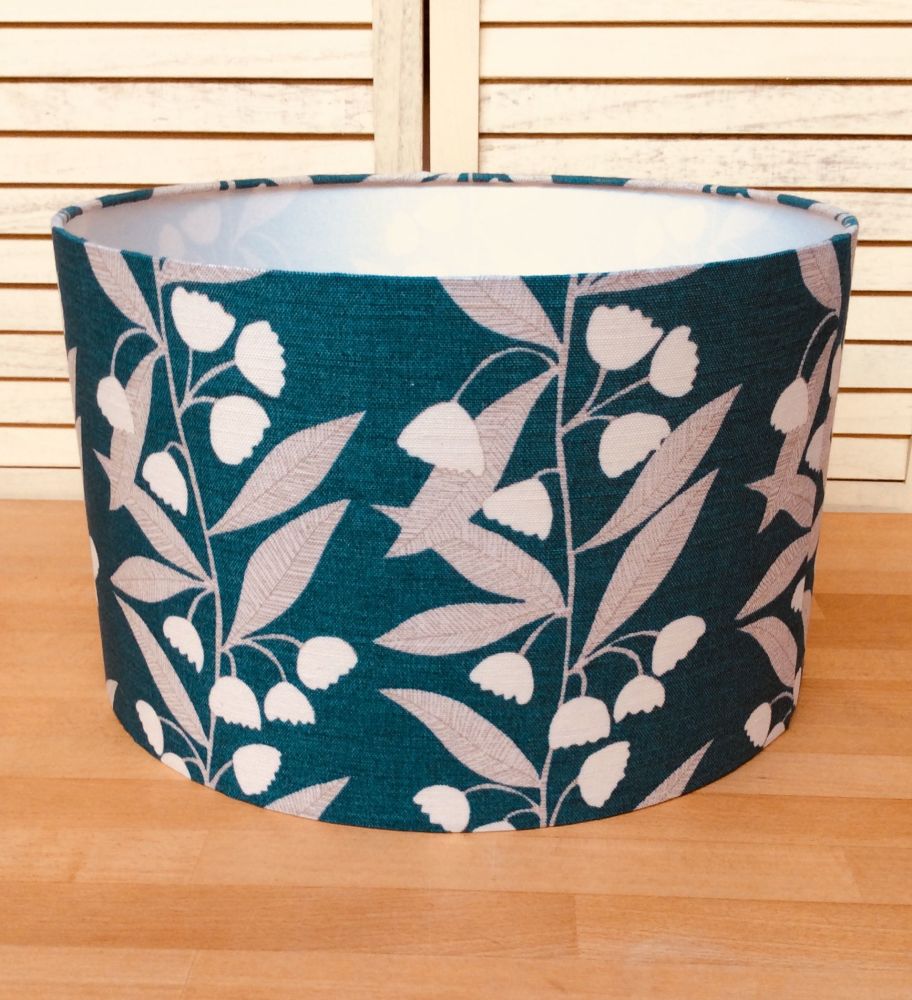 Leaves on Teal 40 cms Drum Lampshade