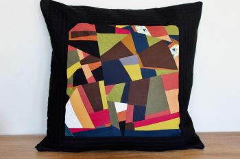 Abstract Quilted Envelope Cushion (Black)