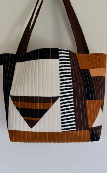 Pecan and Brown  Quilted Tote Bag(1)