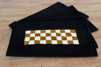 Set of Four Pecan and Putty Quilted Place Mats