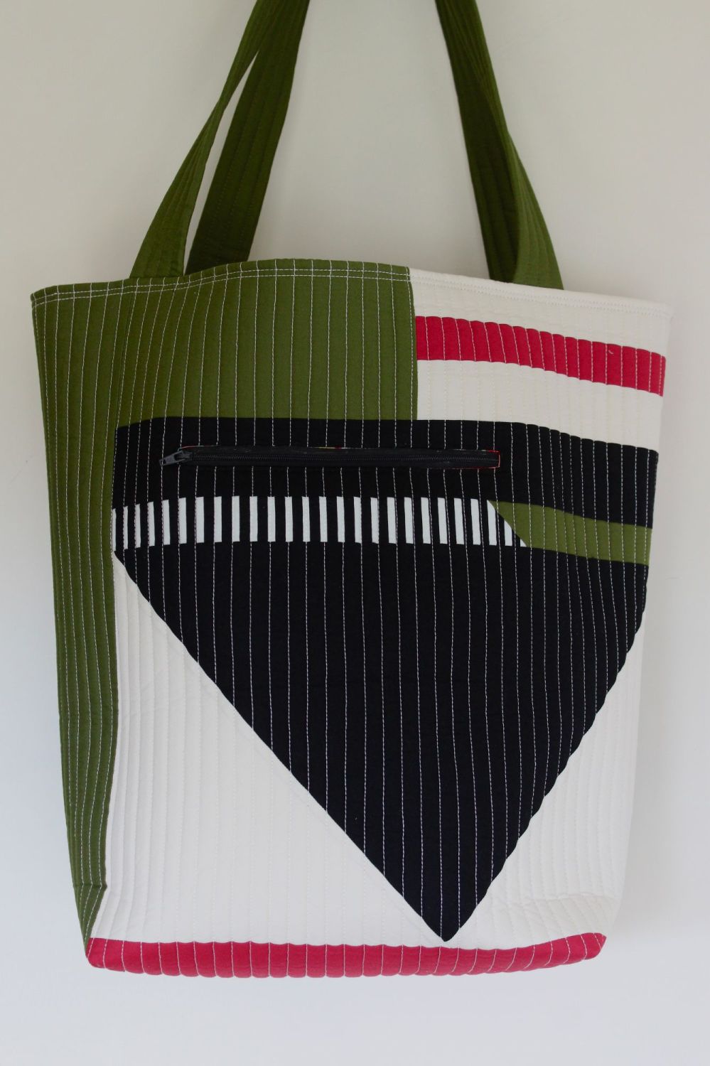 Avocado and Berry Patchwork Quilted Tote Bag