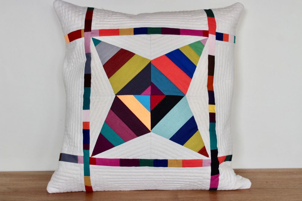 String Star Quilted Cushion (Bright)