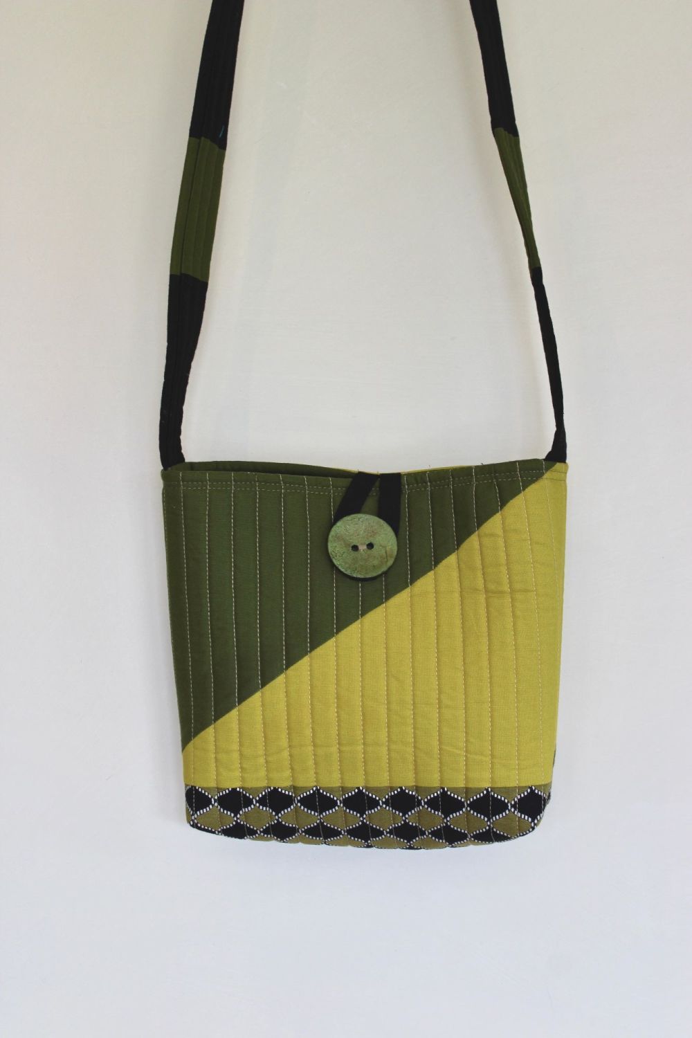 Pickle and Avocado Quilted Cross-Over Bag