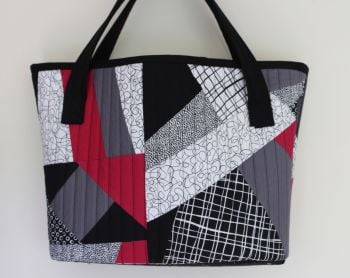 Pen and Ink and Sangria Quilted Shopping Tote Bag