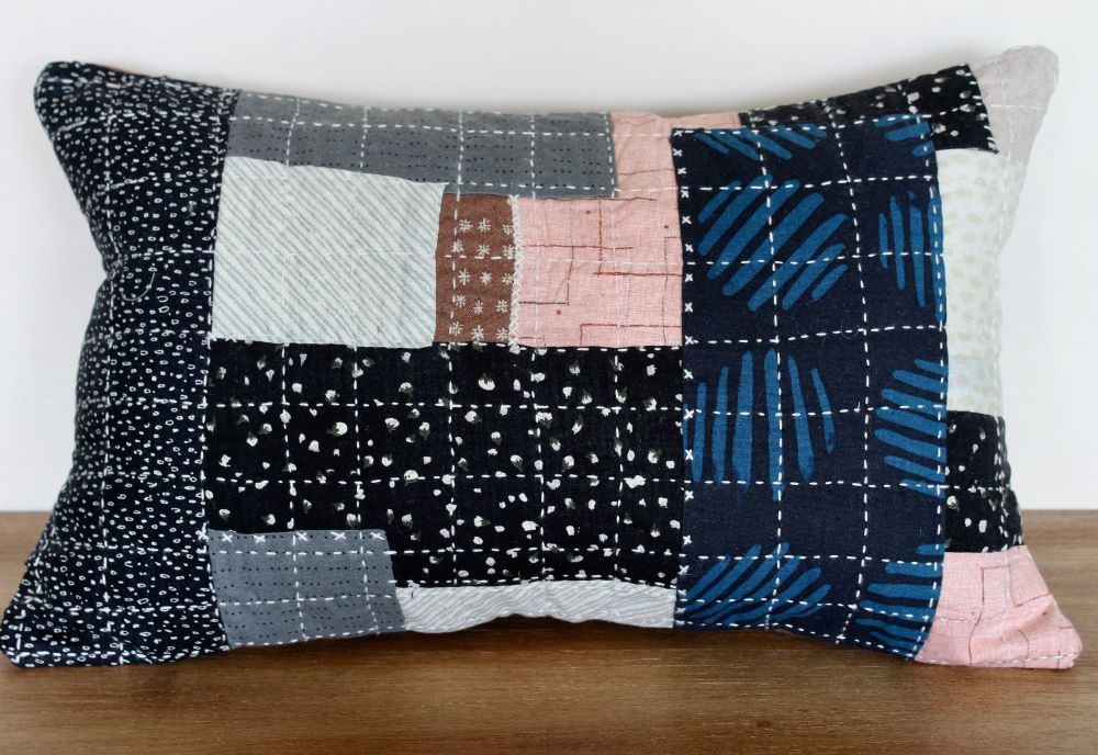 Boro Inspired Sashiko Envelope Cushion (4)