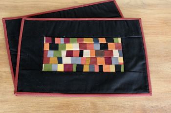 Set of Two Artisan Quilted Place Mats (Coloured Bricks)(2)