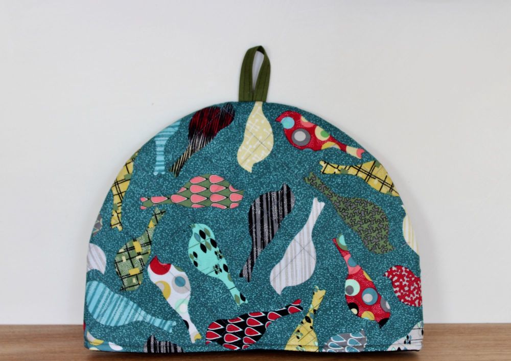 Birds In Teal Quilted Tea Cosy(3)