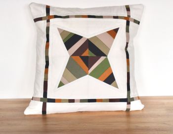 String Star Quilted Cushion (Browns/Greens)