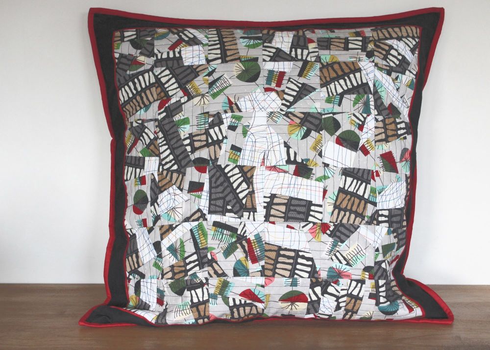 Mid Mod Abstract Quilted Cushion 