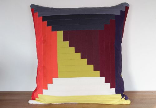 Modern Log Cabin Quilted Cushion