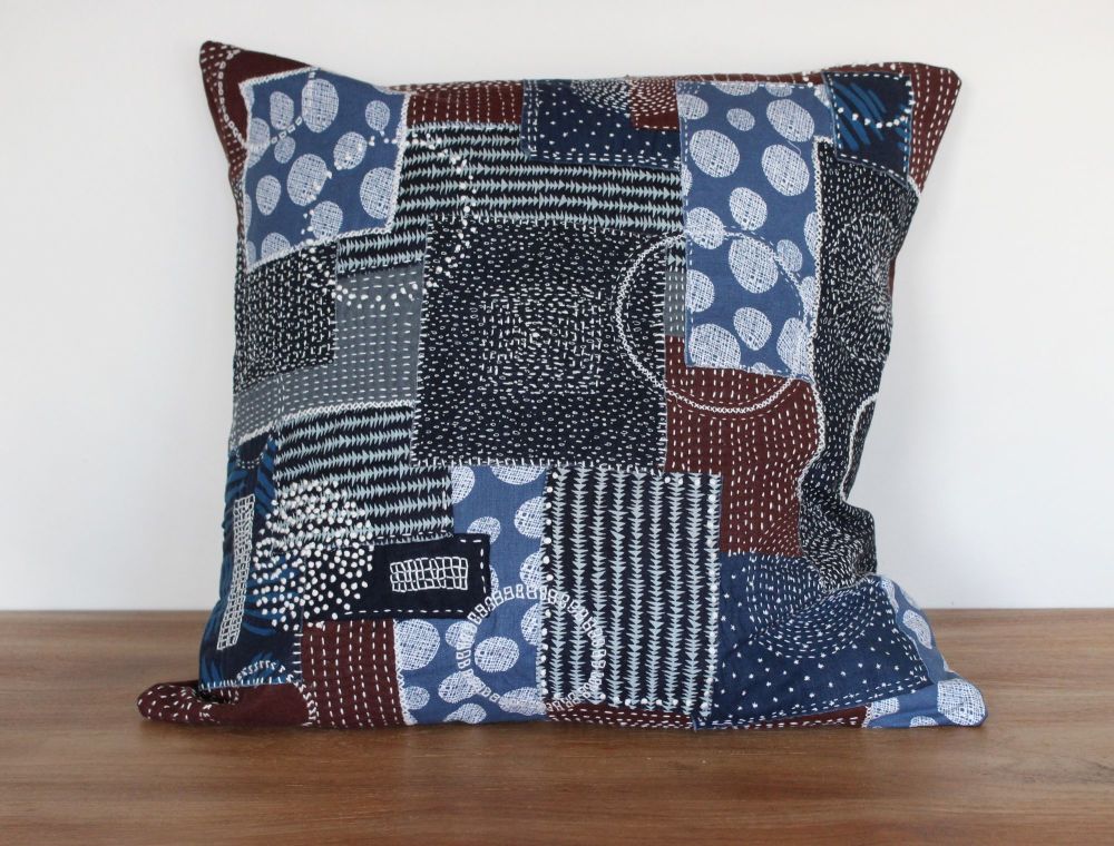 Boro/Sashiko Inspired Large Envelope Cushion (8)