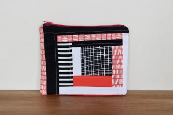 A Dorset Patchworks Bits and Bobs Quilted Pouch (Red, Black and White)