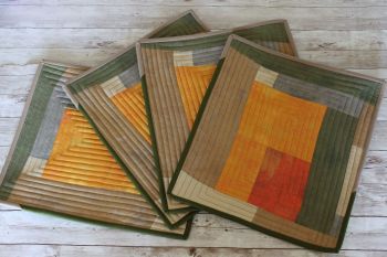Set of Four Artisan Quilted Place Mats (Desert Earth)