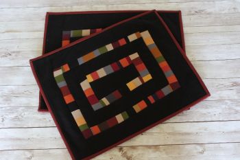 Set of Two Artisan Quilted Place Mats (Coloured Bricks)(1)