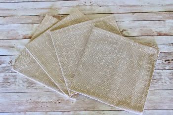 Set of Four Wayside Napkins in Natural and Grey with Silver Metallic Lines