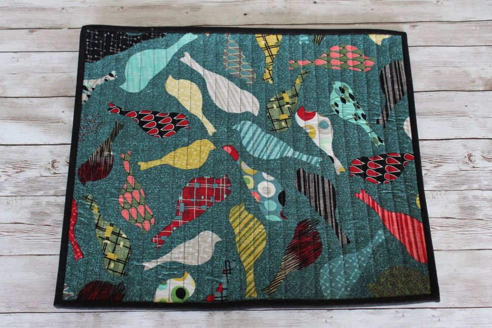 Mid Mod Birds in Teal Quilted Place Mat(2)