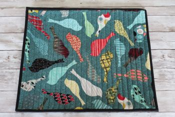 Mid Mod Birds in Teal Quilted Place Mat(4)