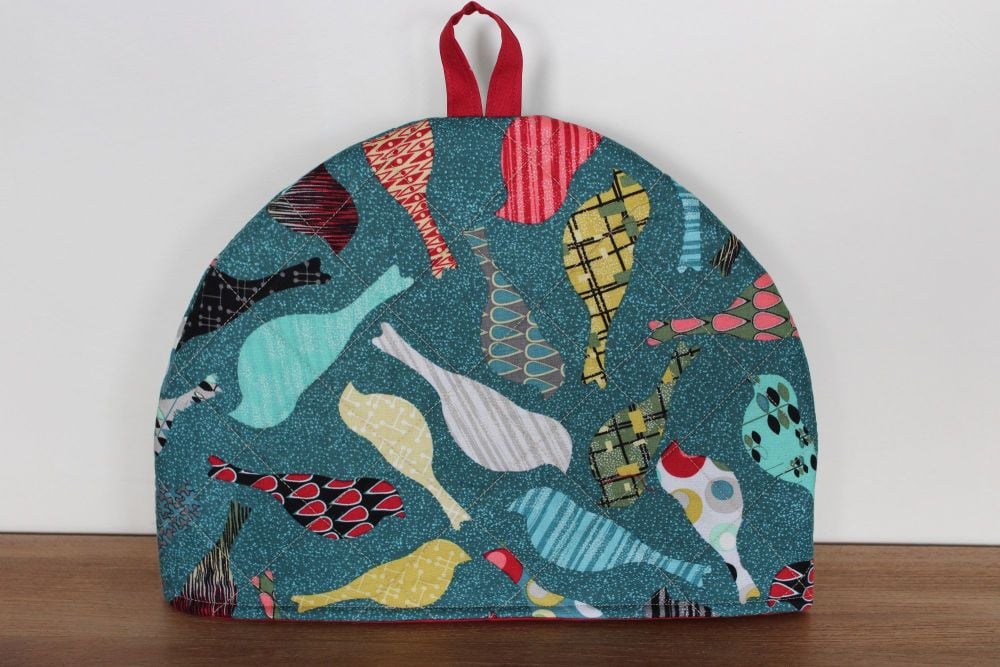 Mid Mod Birds In Teal Quilted Tea Cosy(2)