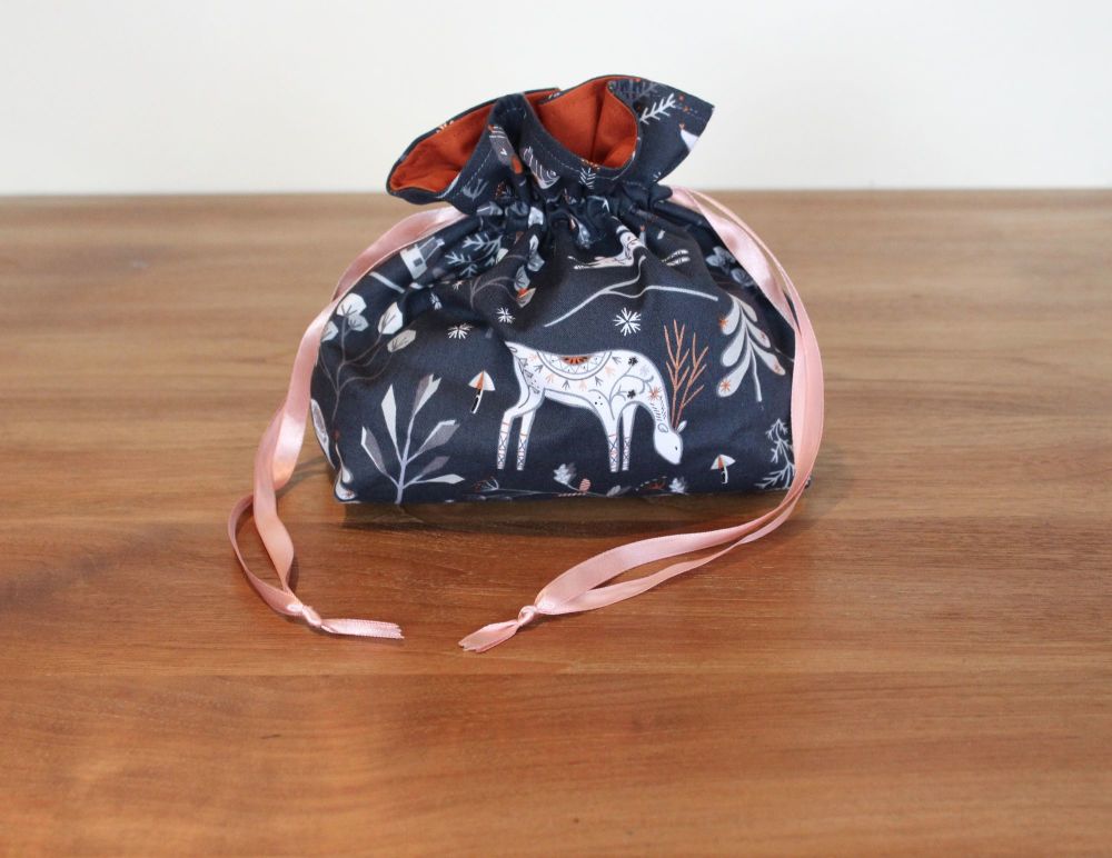 Christmas Drawstring Gift Bag - Winterfold Little Deer