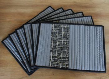 Set of Six Quilted Place Mats (Zinc)
