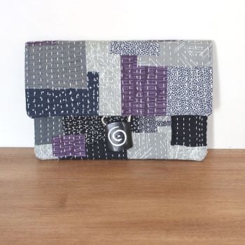 Boro Inspired Clutch Bag with Zippered Pocket(6)