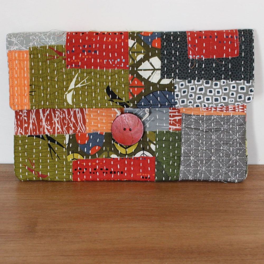 Boro Inspired Clutch Bag with Zippered Pocket(7)