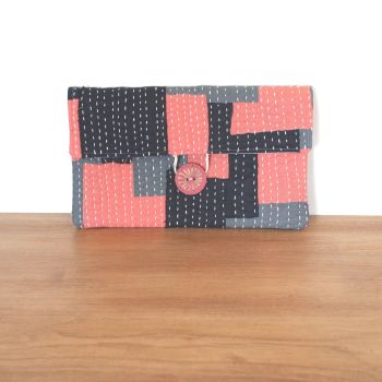 Boro Inspired Clutch Bag with Zippered Pocket(8)