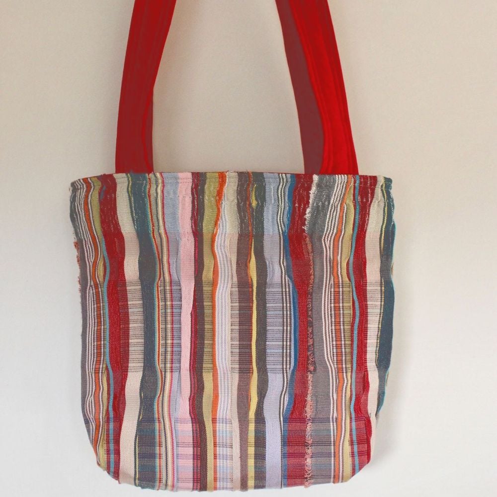 Striped Silk Tote Bag(2)