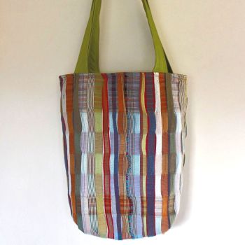 Striped Silk Tote Bag(3)
