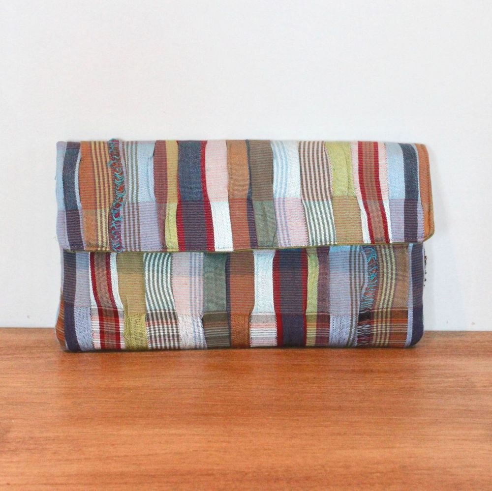 Striped Silk Clutch Bag