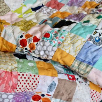 Scrappy Patchwork Quilt - Hand Quilted